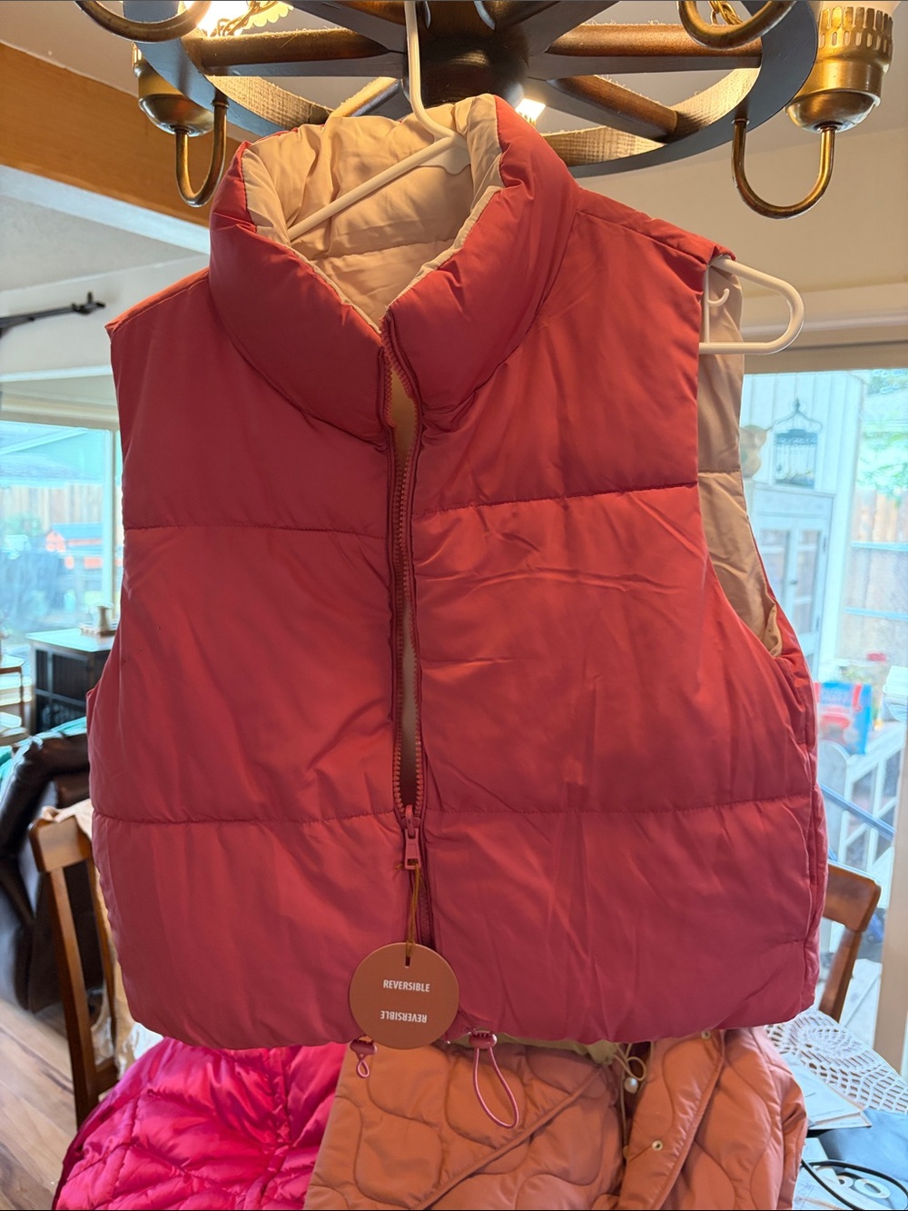 Reversible Pink Puffer Vest - Women